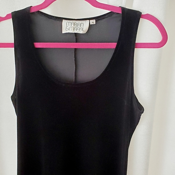 90s Vintage • Black Velvet Tank Maxi Slip Dress - Picture 3 of 4